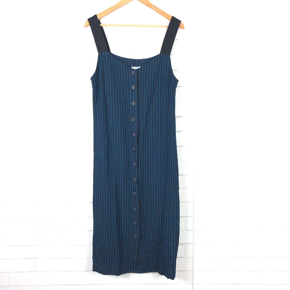 WRAP London Button Front Striped Midi Dress